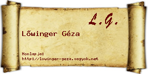 Lőwinger Géza névjegykártya