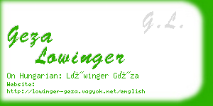 geza lowinger business card